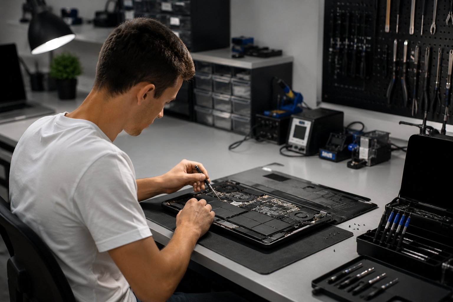 Jeason, fondateur d'ACDJ Informatique, en intervention informatique dans les Vosges